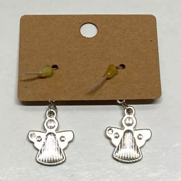 Angel Earrings Khol's Holiday Rhinestone Silver Tone Dangle Hook Pierced Ears - Picture 8 of 10